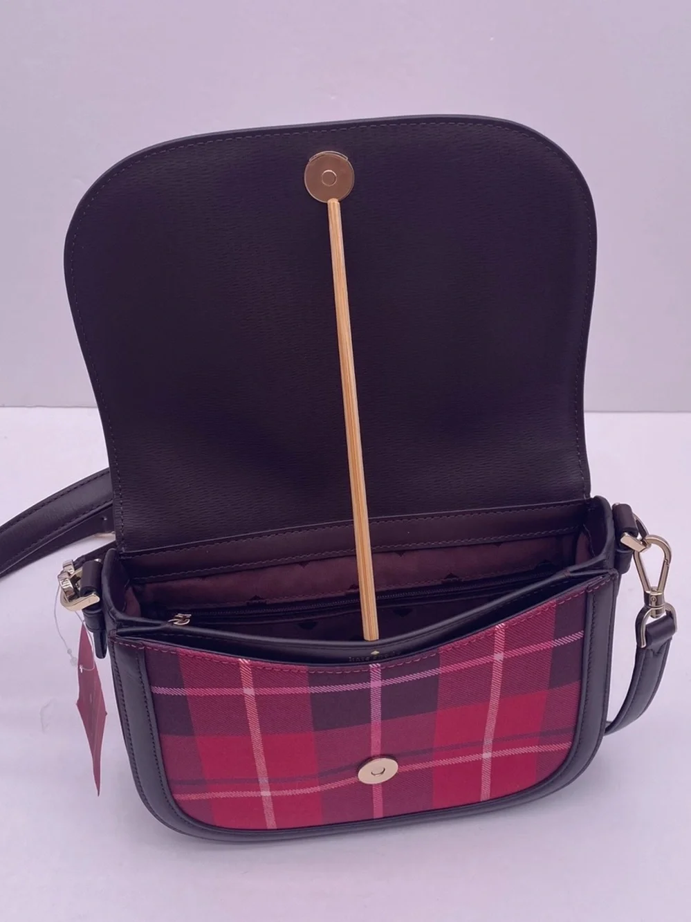 Kate Spade New York BLAKE PLAID SADDLE  CROSSBODY BAG